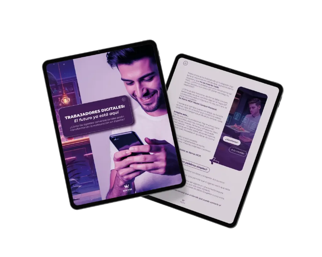 TRABAJADORES DIGITALES: El futuro ya está aquí ¿Cómo los agentes conversacionales están transformando la restauración en España? 17 Ebook trabajadores digitales, dos tablets.