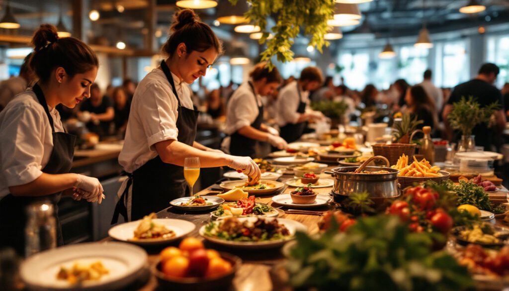A photograph of a vibrant and bustling culinary event