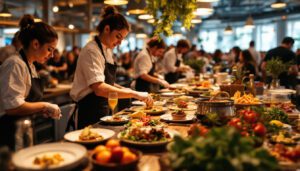 A photograph of a vibrant and bustling culinary event
